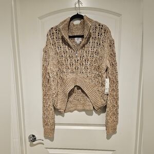 BDG Women's  Cropped Textured Tan Cowl Sweater # 821